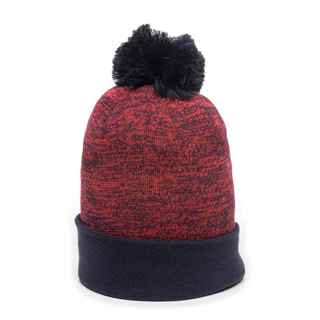 Outdoor Cap PWC-100 Heathered Acrylic Knit Beanie with Pom Unisex Accessories Hats & Caps