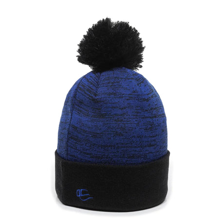 Outdoor Cap PWC-100 Heathered Acrylic Knit Beanie with Pom Unisex Accessories Hats & Caps