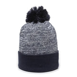 Outdoor Cap PWC-100 Heathered Acrylic Knit Beanie with Pom Unisex Accessories Hats & Caps