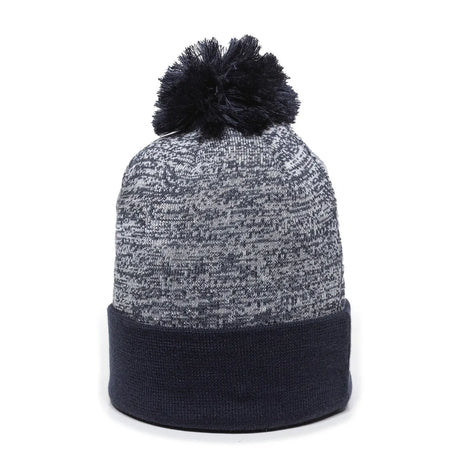 Outdoor Cap PWC-100 Heathered Acrylic Knit Beanie with Pom Unisex Accessories Hats & Caps