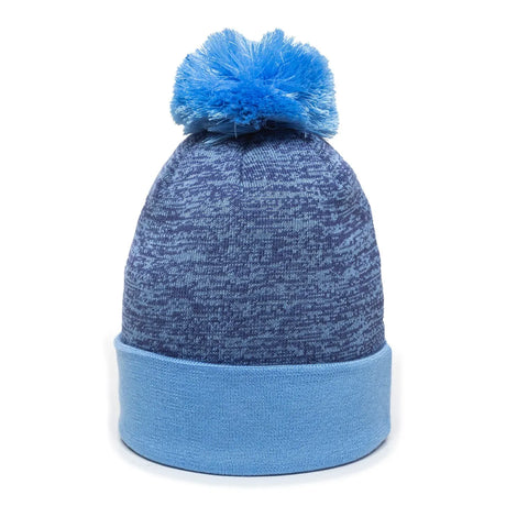 Outdoor Cap PWC-100 Heathered Acrylic Knit Beanie with Pom Unisex Accessories Hats & Caps