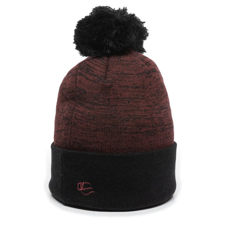 Outdoor Cap PWC-100 Heathered Acrylic Knit Beanie with Pom Unisex Accessories Hats & Caps
