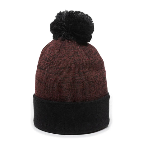 Outdoor Cap PWC-100 Heathered Acrylic Knit Beanie with Pom Unisex Accessories Hats & Caps
