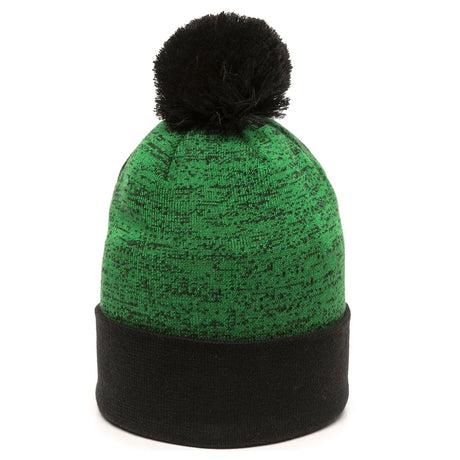 Outdoor Cap PWC-100 Heathered Acrylic Knit Beanie with Pom Unisex Accessories Hats & Caps
