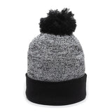 Outdoor Cap PWC-100 Heathered Acrylic Knit Beanie with Pom Unisex Accessories Hats & Caps