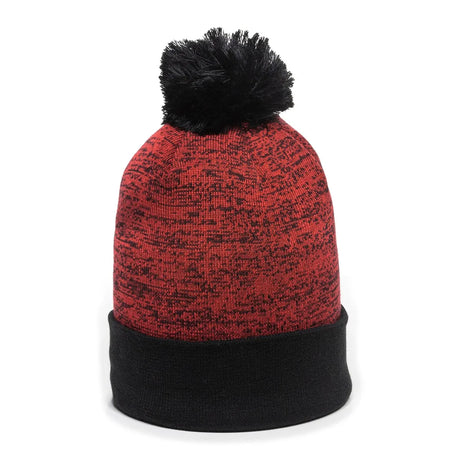 Outdoor Cap PWC-100 Heathered Acrylic Knit Beanie with Pom Unisex Accessories Hats & Caps