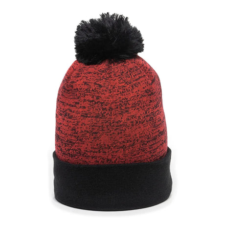 Outdoor Cap PWC-100 Heathered Acrylic Knit Beanie with Pom Unisex Accessories Hats & Caps
