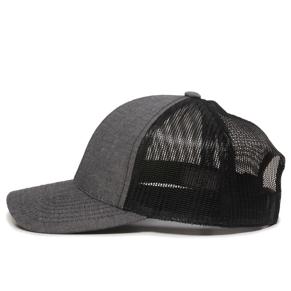 Outdoor Cap MBW-800CB Cotton Chambray Structured Trucker Hat Unisex Accessories Hats & Caps