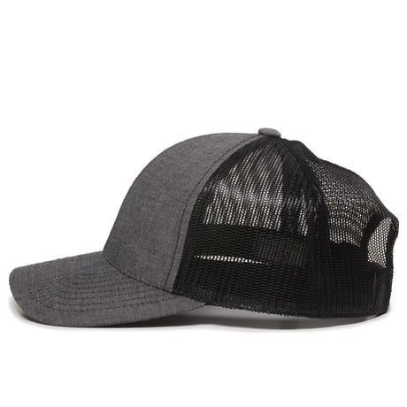 Outdoor Cap MBW-800CB Cotton Chambray Structured Trucker Hat Unisex Accessories Hats & Caps