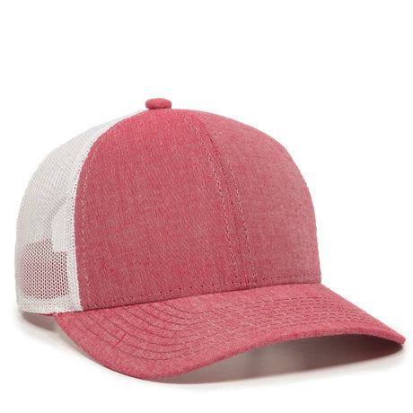 Outdoor Cap MBW-800CB Cotton Chambray Structured Trucker Hat Unisex Accessories Hats & Caps