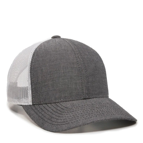Outdoor Cap MBW-800CB Cotton Chambray Structured Trucker Hat Unisex Accessories Hats & Caps