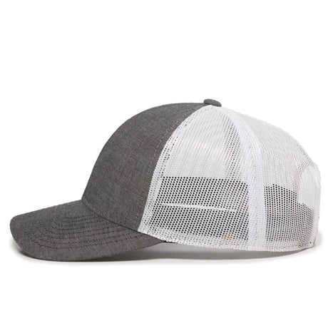 Outdoor Cap MBW-800CB Cotton Chambray Structured Trucker Hat Unisex Accessories Hats & Caps