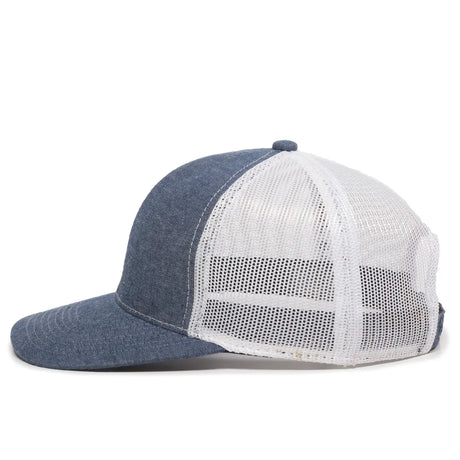Outdoor Cap MBW-800CB Cotton Chambray Structured Trucker Hat Unisex Accessories Hats & Caps