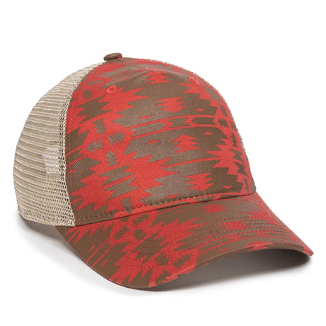 Outdoor Cap OC901M Aztec & Leopard Unstructured Trucker Hat Unisex Accessories Hats & Caps