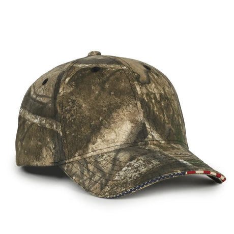 Outdoor Cap USA-350 Camo Structured Solid Back Hat Unisex Accessories Hats & Caps