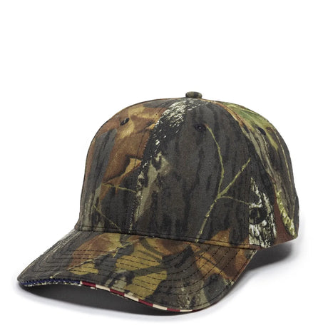 Outdoor Cap USA-350 Camo Structured Solid Back Hat Unisex Accessories Hats & Caps
