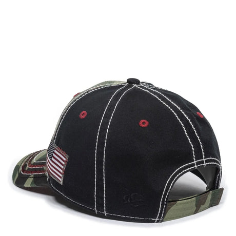 Outdoor Cap AGC-100 Generic Camo/ Black/ American Flag Unstructured Solid Back Hat Unisex Accessories Hats & Caps