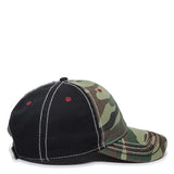 Outdoor Cap AGC-100 Generic Camo/ Black/ American Flag Unstructured Solid Back Hat Unisex Accessories Hats & Caps