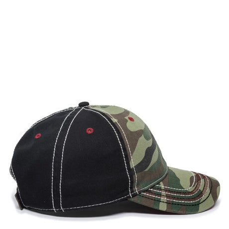 Outdoor Cap AGC-100 Generic Camo/ Black/ American Flag Unstructured Solid Back Hat Unisex Accessories Hats & Caps