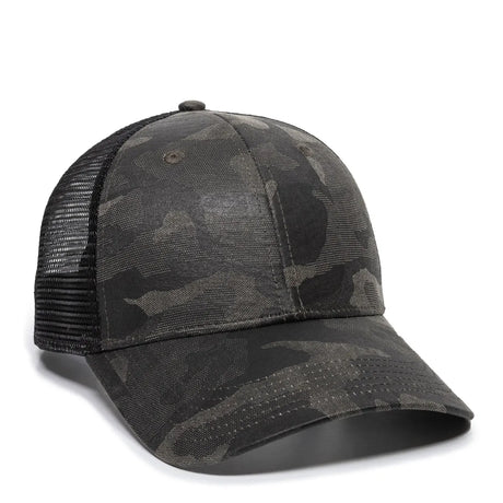 Outdoor Cap OC802 Etched Camo Structured Trucker Hat Unisex Accessories Hats & Caps