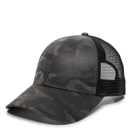 Outdoor Cap OC802 Etched Camo Structured Trucker Hat Unisex Accessories Hats & Caps