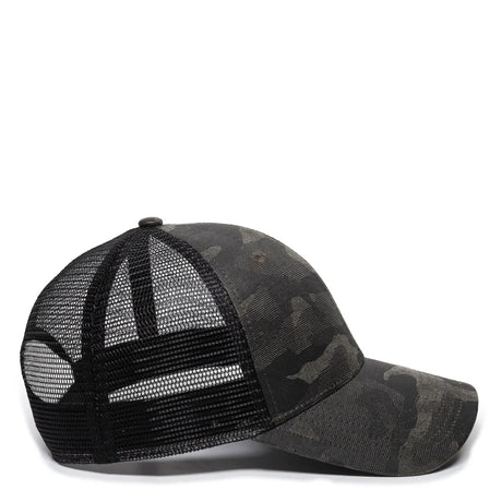 Outdoor Cap OC802 Etched Camo Structured Trucker Hat Unisex Accessories Hats & Caps