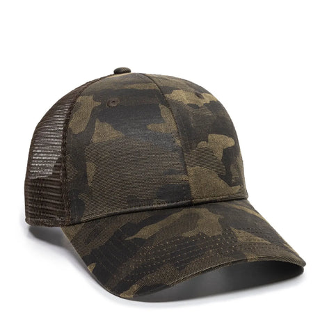 Outdoor Cap OC802 Etched Camo Structured Trucker Hat Unisex Accessories Hats & Caps