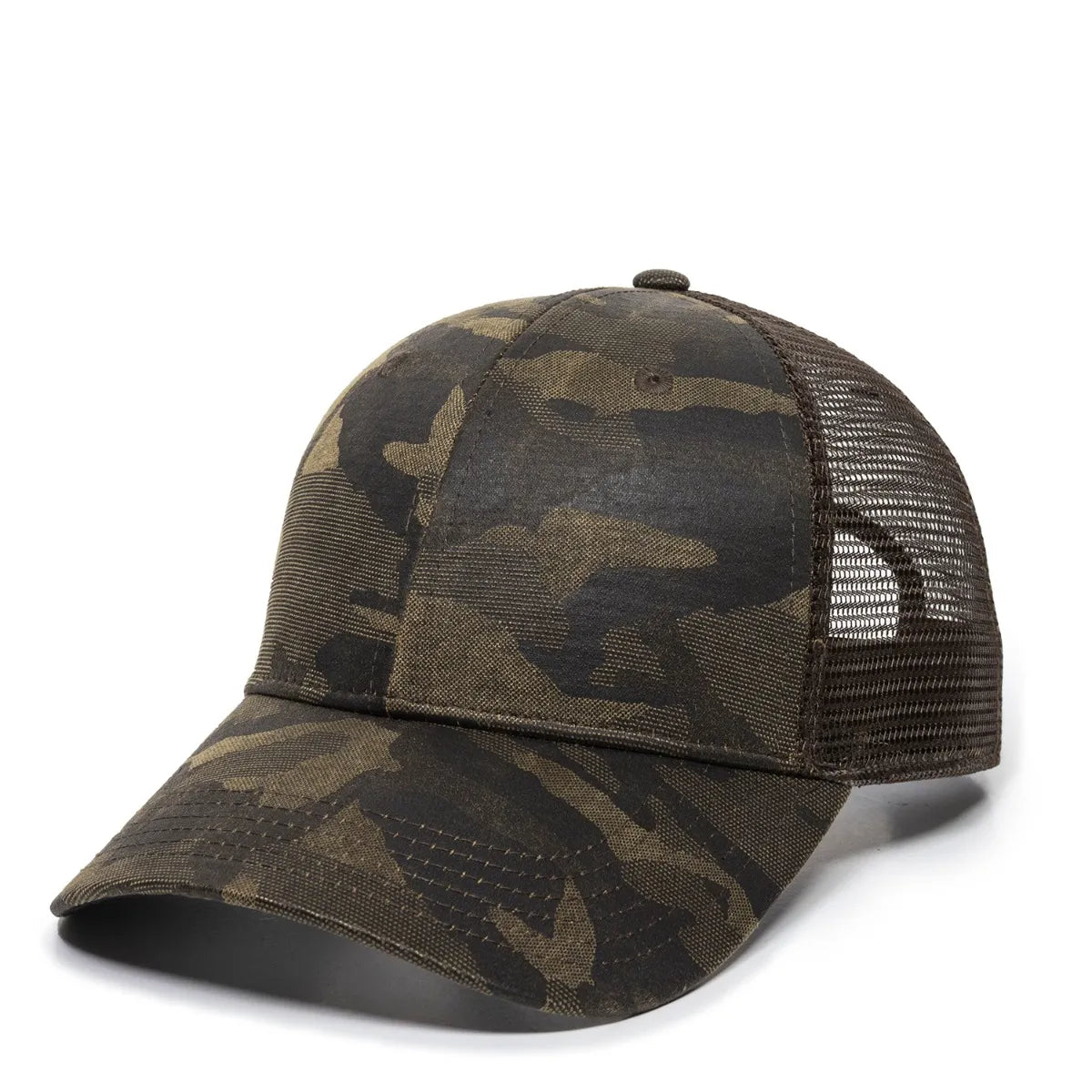 Outdoor Cap OC802 Etched Camo Structured Trucker Hat Unisex Accessories Hats & Caps