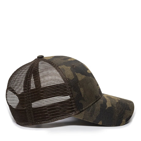 Outdoor Cap OC802 Etched Camo Structured Trucker Hat Unisex Accessories Hats & Caps