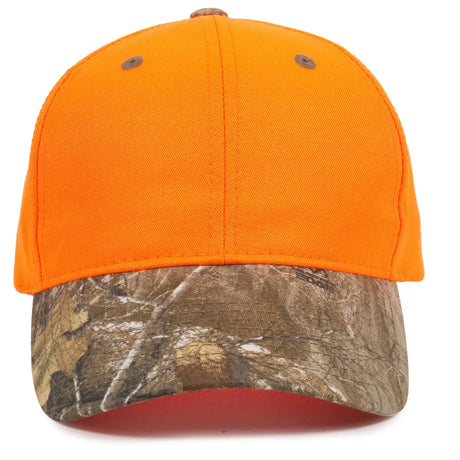 Outdoor Cap 202IS Blaze/ Camo Structured Solid Back Hat Unisex Accessories Hats & Caps