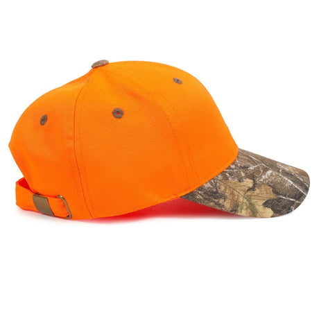 Outdoor Cap 202IS Blaze/ Camo Structured Solid Back Hat Unisex Accessories Hats & Caps