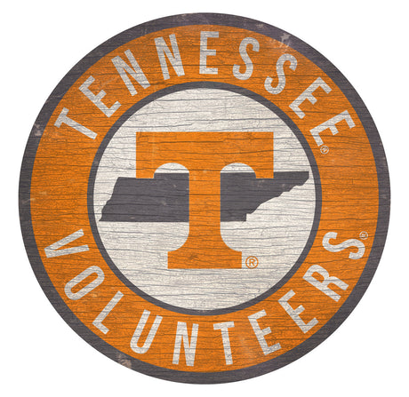 Fan Creations Tennessee Volunteers 12 Inch Round State Design Wood Sign Fan Gear NCAA Tennessee Volunteers