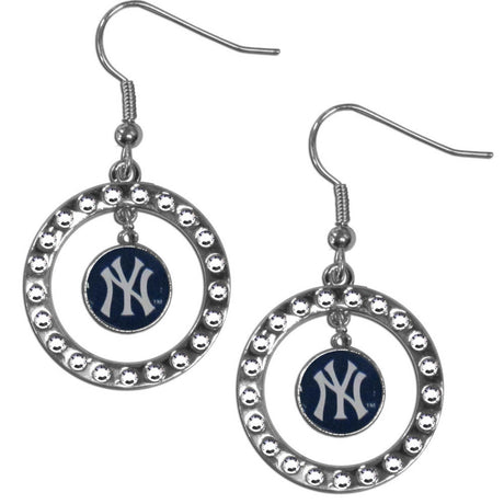 Siskiyou New York Yankees Hoop Rhinestone Earrings Fan Gear MLB New York Yankees
