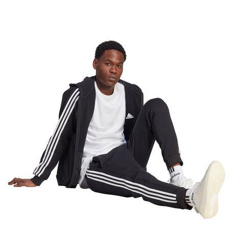 adidas Men's 3-Stripes Fleece Full-Zip Hoodie Mens Apparel Sweatshirts & Fleece