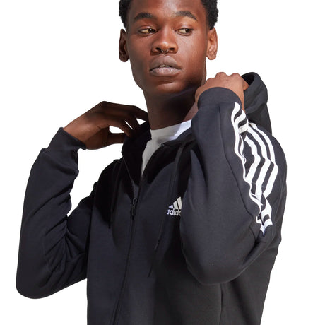 adidas Men's 3-Stripes Fleece Full-Zip Hoodie Mens Apparel Sweatshirts & Fleece