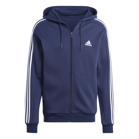 adidas Men's 3-Stripes Fleece Full-Zip Hoodie Mens Apparel Sweatshirts & Fleece