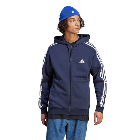 adidas Men's 3-Stripes Fleece Full-Zip Hoodie Mens Apparel Sweatshirts & Fleece