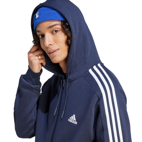 adidas Men's 3-Stripes Fleece Full-Zip Hoodie Mens Apparel Sweatshirts & Fleece