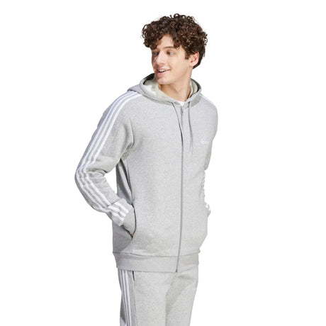 adidas Men's 3-Stripes Fleece Full-Zip Hoodie Mens Apparel Sweatshirts & Fleece