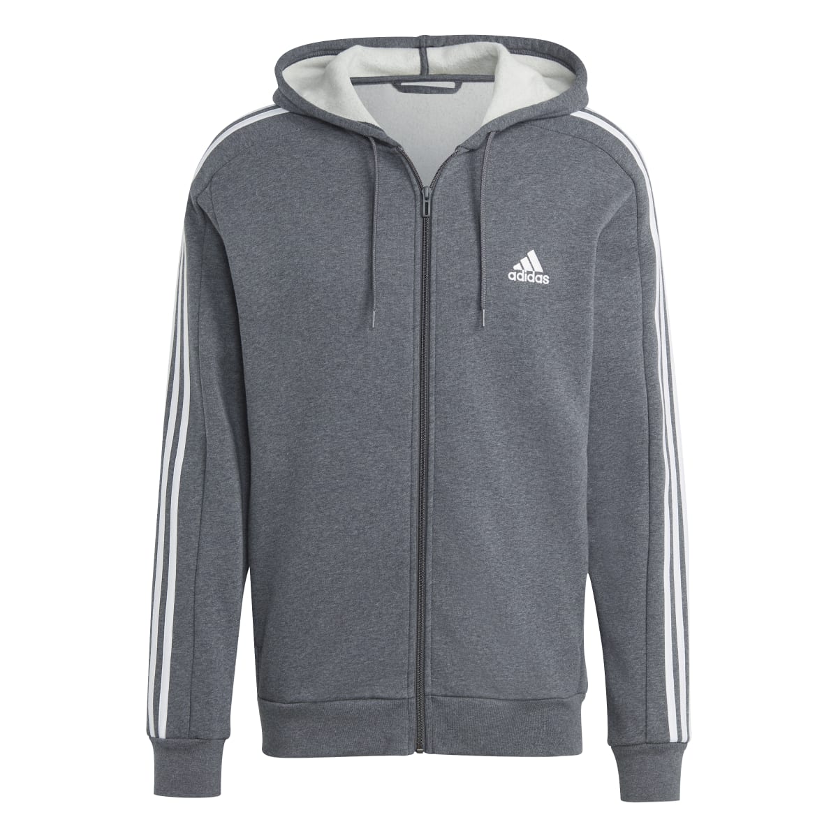 adidas Men's 3-Stripes Fleece Full-Zip Hoodie Mens Apparel Sweatshirts & Fleece