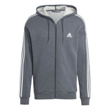 adidas Men's 3-Stripes Fleece Full-Zip Hoodie Mens Apparel Sweatshirts & Fleece