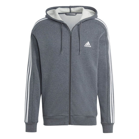 adidas Men's 3-Stripes Fleece Full-Zip Hoodie Mens Apparel Sweatshirts & Fleece