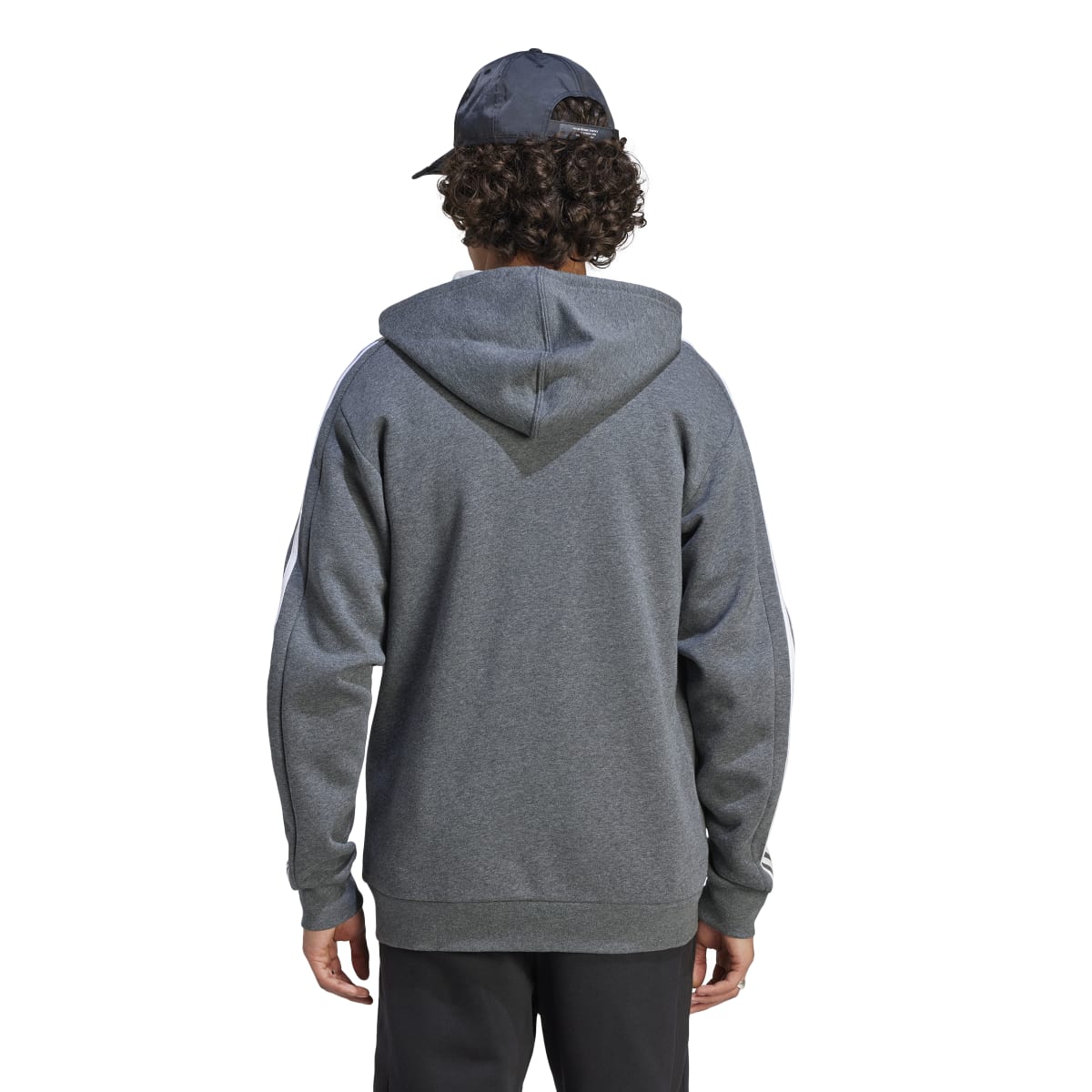 adidas Men's 3-Stripes Fleece Full-Zip Hoodie Mens Apparel Sweatshirts & Fleece