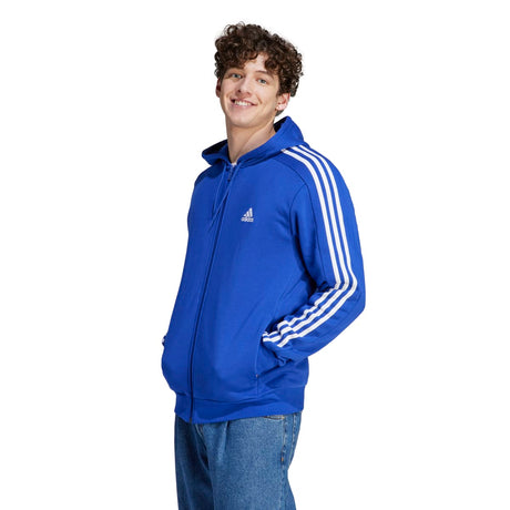 adidas Men's 3-Stripes Fleece Full-Zip Hoodie Mens Apparel Sweatshirts & Fleece