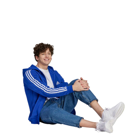 adidas Men's 3-Stripes Fleece Full-Zip Hoodie Mens Apparel Sweatshirts & Fleece