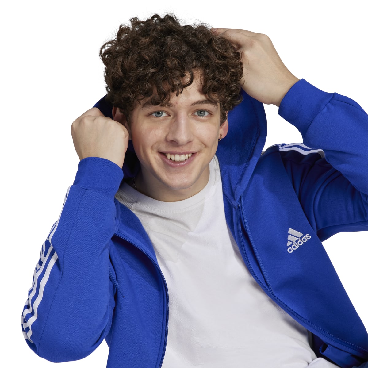 adidas Men's 3-Stripes Fleece Full-Zip Hoodie Mens Apparel Sweatshirts & Fleece