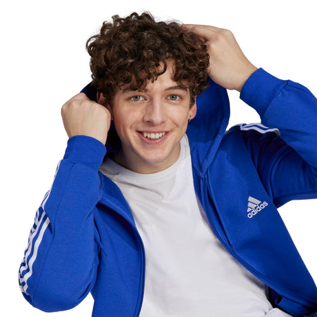 adidas Men's 3-Stripes Fleece Full-Zip Hoodie Mens Apparel Sweatshirts & Fleece