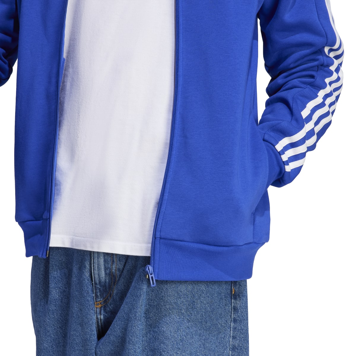 adidas Men's 3-Stripes Fleece Full-Zip Hoodie Mens Apparel Sweatshirts & Fleece