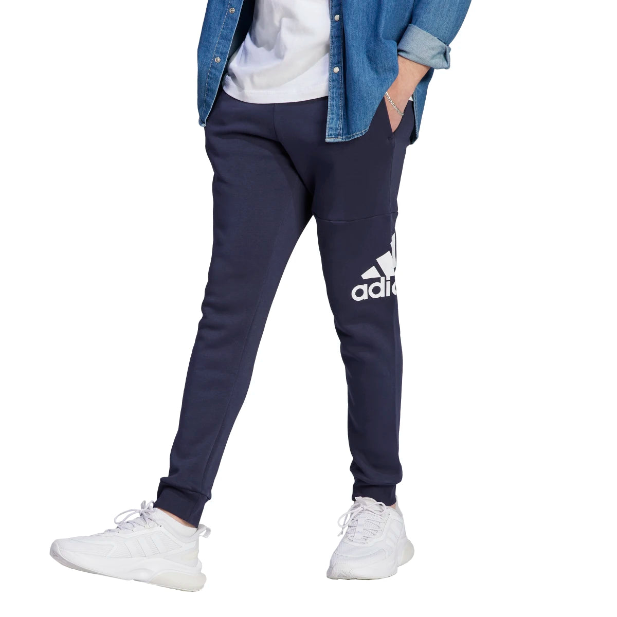 adidas Men's Essentials Fleece Tapered Cuff Big Logo Joggers Tall Mens Apparel Pants & Sweatpants
