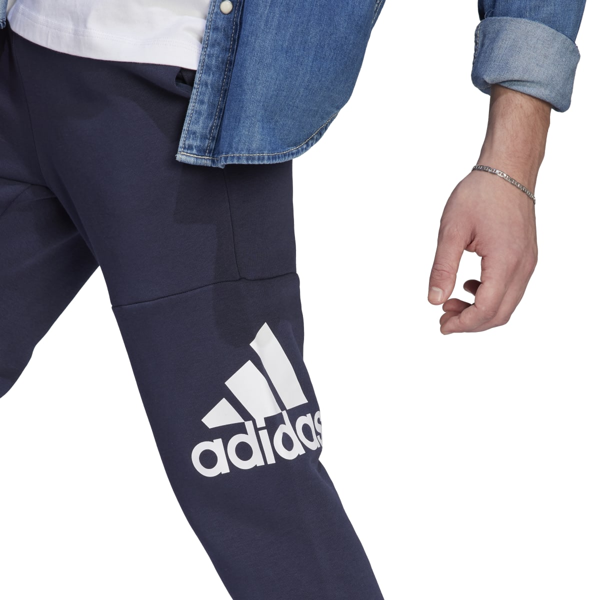 adidas Men's Essentials Fleece Tapered Cuff Big Logo Joggers Tall Mens Apparel Pants & Sweatpants